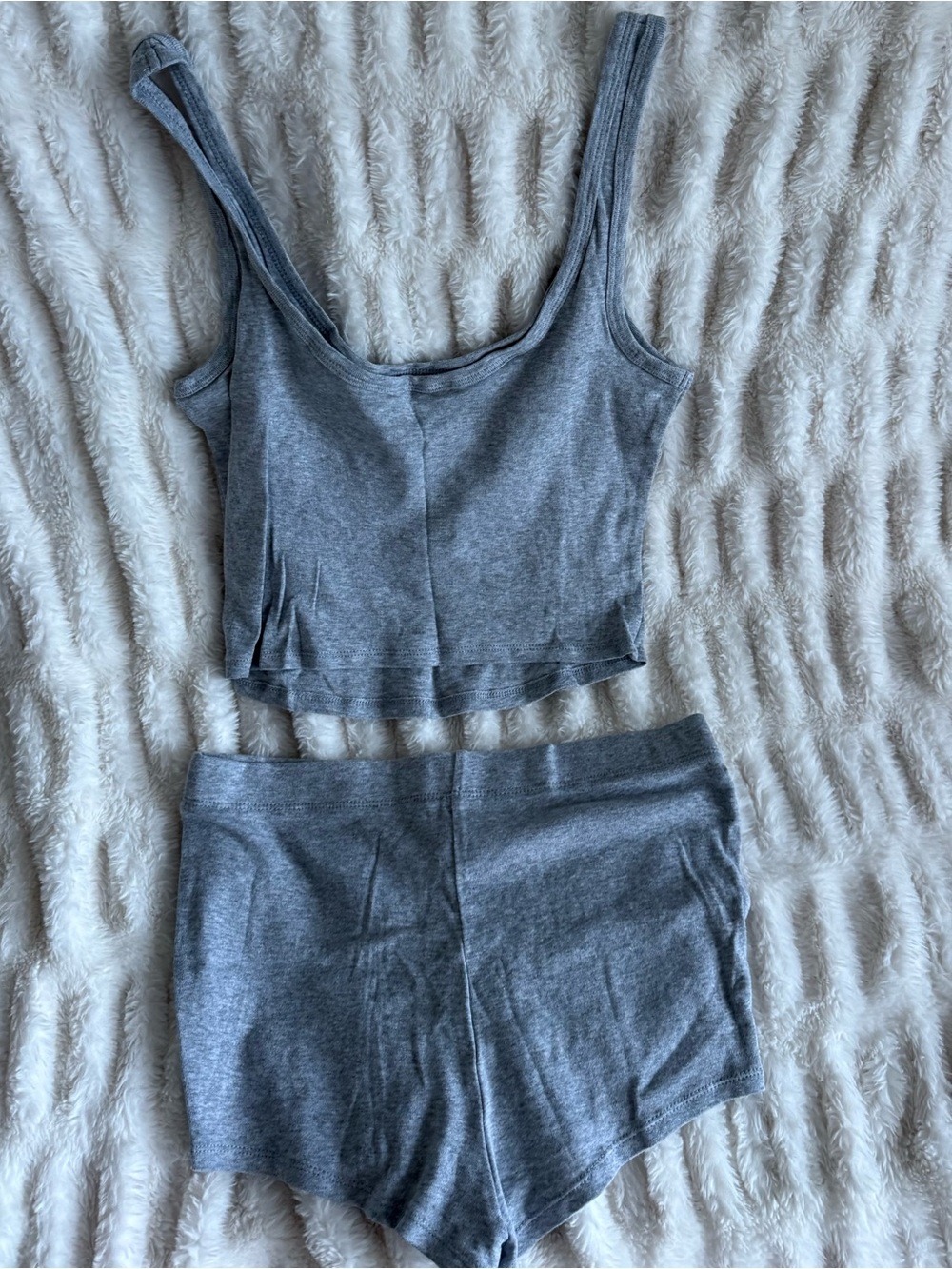 Victoria's Secret Gray Ribbed Crop Tank and Short Set